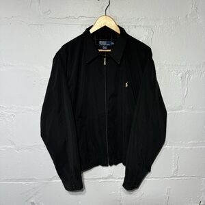 Vintage Polo Ralph Lauren Black Plaid Lined Harrington Jacket Size XL Coat 90s